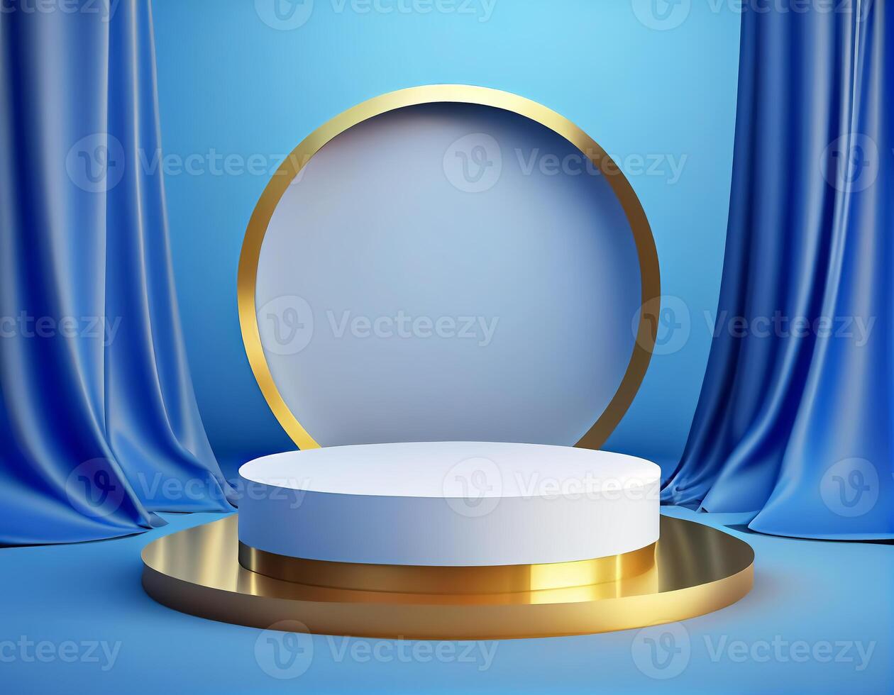 Abstract 3d podium for product presentation with geometric shapes, Empty round podium,Platforms for product presentation show new product background. photo