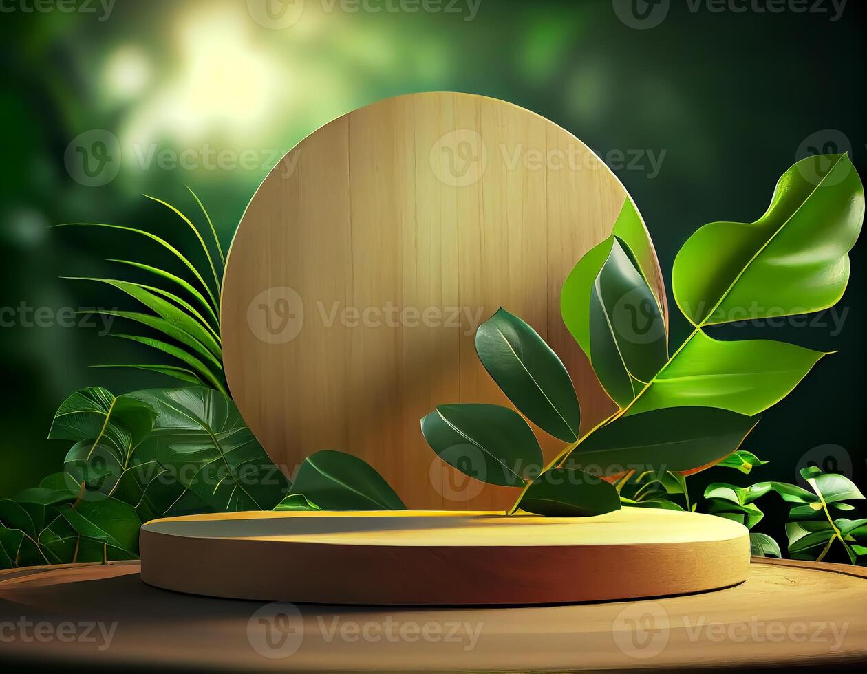 Abstract 3d podium for product presentation with geometric shapes, Empty round podium,Platforms for product presentation show new product background. photo