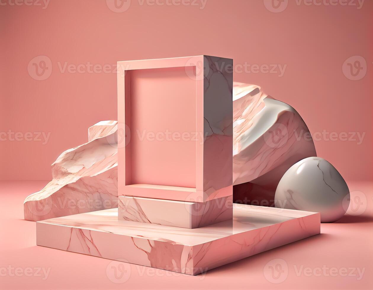 Abstract 3d podium for product presentation with geometric shapes, Empty round podium,Platforms for product presentation show new product background. photo