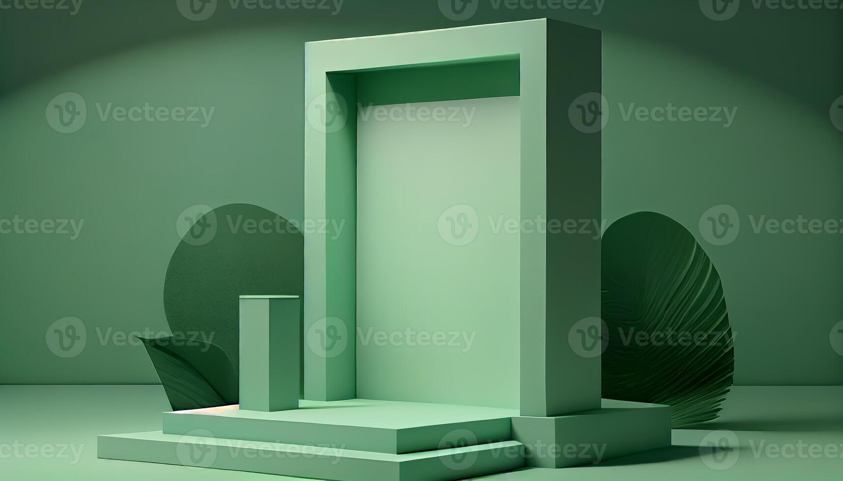 Abstract 3d podium for product presentation with geometric shapes, Empty round podium,Platforms for product presentation show new product background. photo