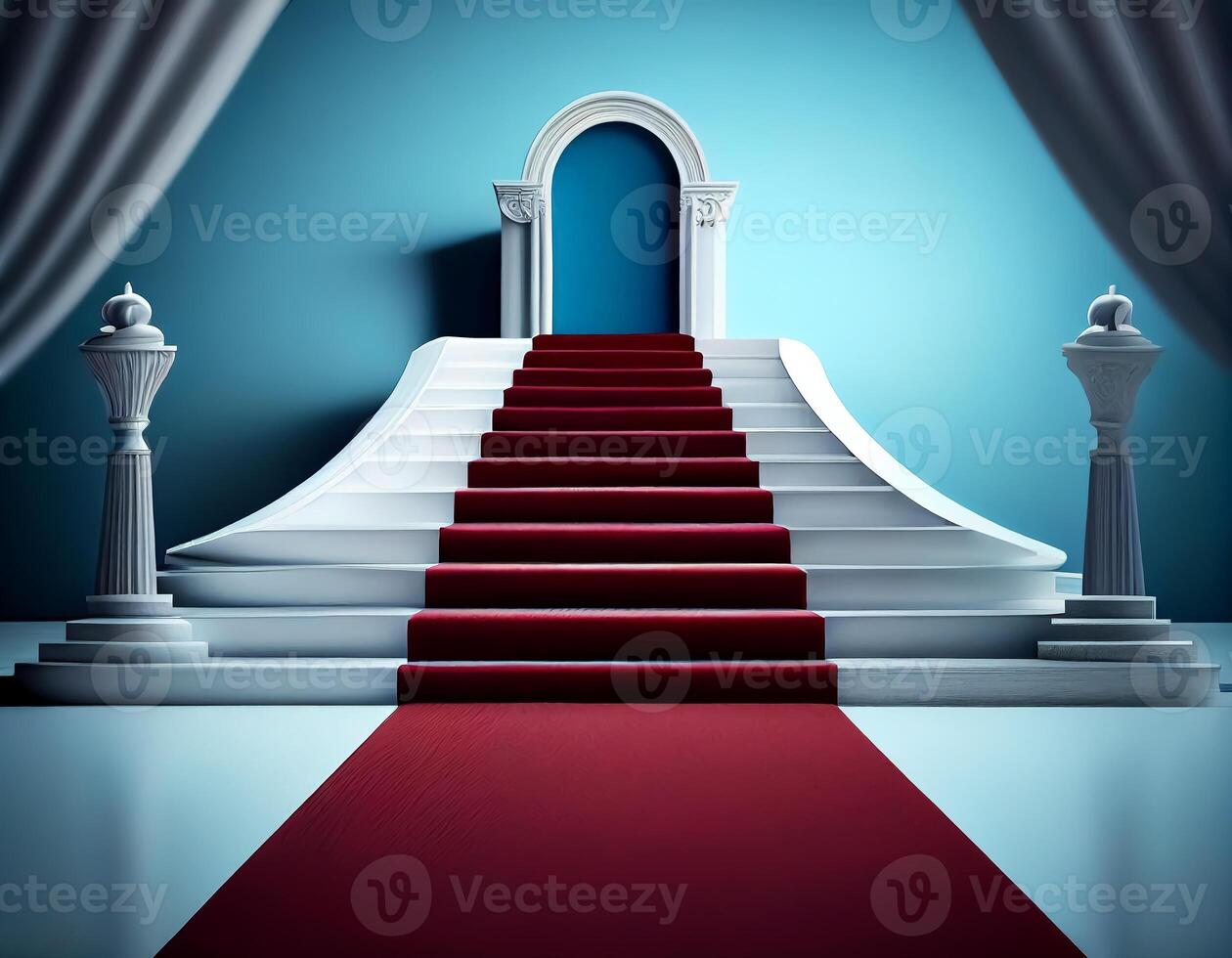 Abstract 3d podium for product presentation with geometric shapes, Empty round podium,Platforms for product presentation with shadows and light background. photo