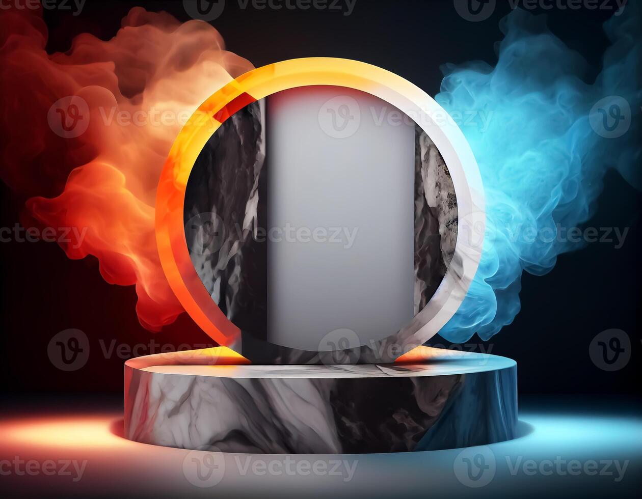 Abstract 3d podium for product presentation with geometric shapes, Empty round podium,Platforms for product presentation show new product background. photo