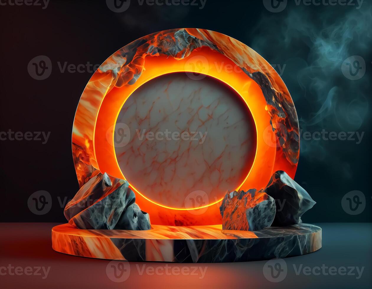 Abstract 3d podium for product presentation with geometric shapes, Empty round podium,Platforms for product presentation show new product background. photo