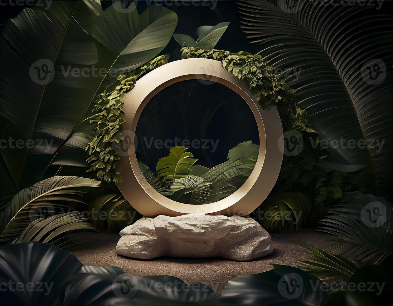 Abstract 3d podium for product presentation with geometric shapes, Empty round podium,Platforms for product presentation show new product background. photo