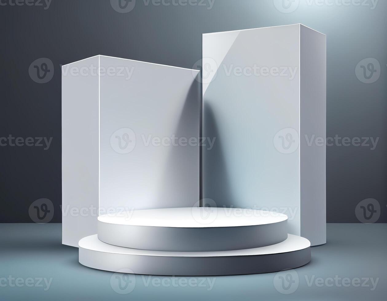 Abstract 3d podium for product presentation with geometric shapes, Empty round podium,Platforms for product presentation show new product background. photo
