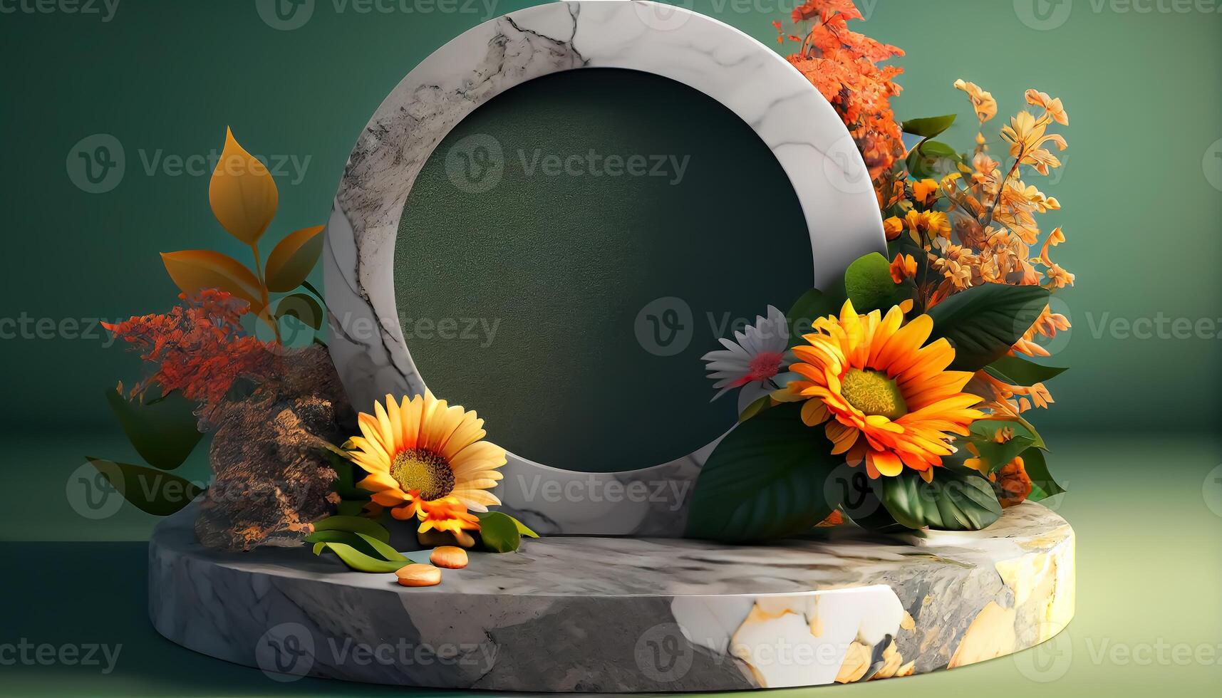 Abstract 3d podium for product presentation with geometric shapes, Empty round podium,Platforms for product presentation show new product background. photo