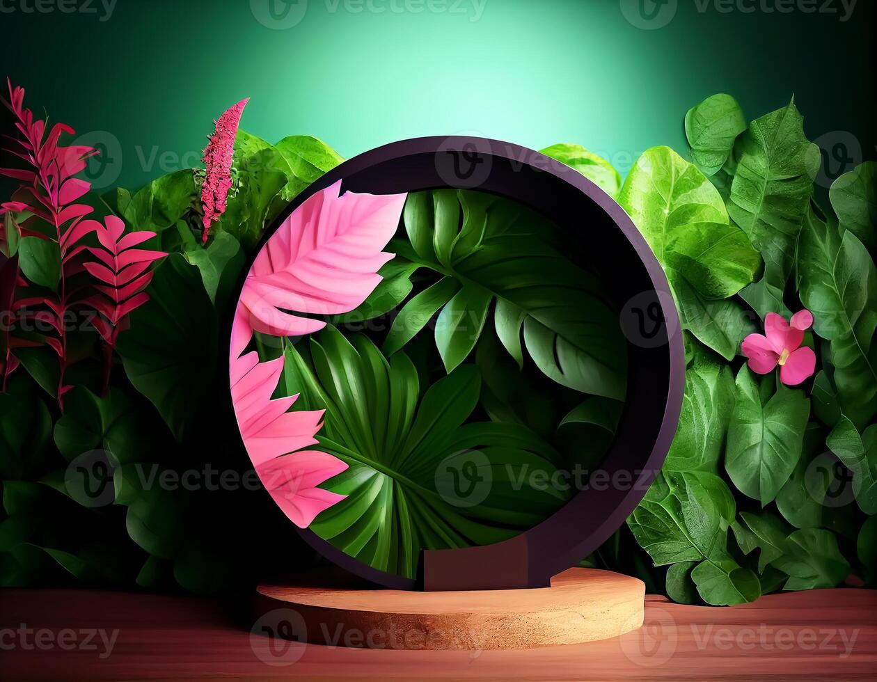 Abstract 3d podium for product presentation with geometric shapes, Empty round podium,Platforms for product presentation show new product background. photo