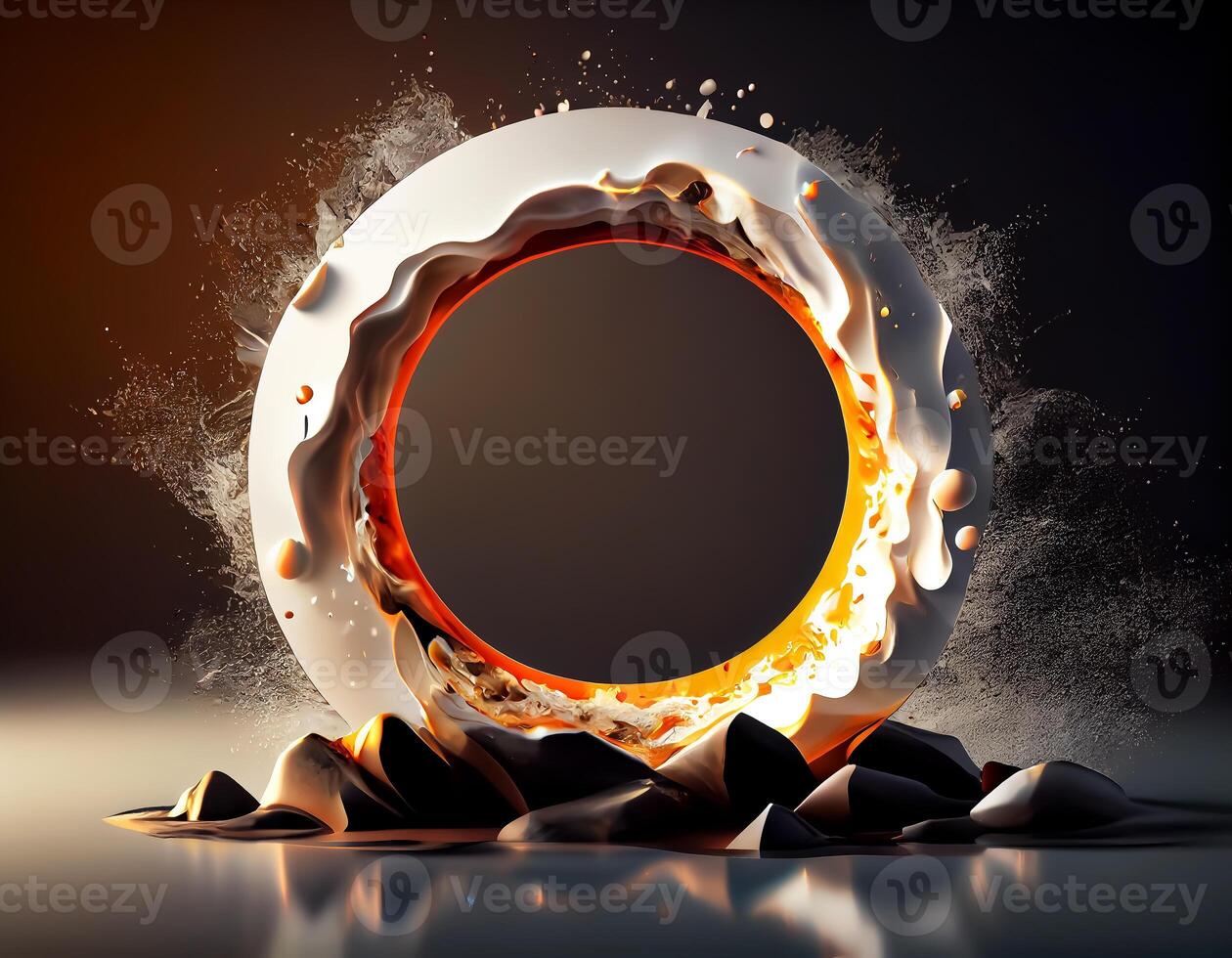 Abstract 3d podium for product presentation with geometric shapes, Empty round podium,Platforms for product presentation with shadows and light background. photo