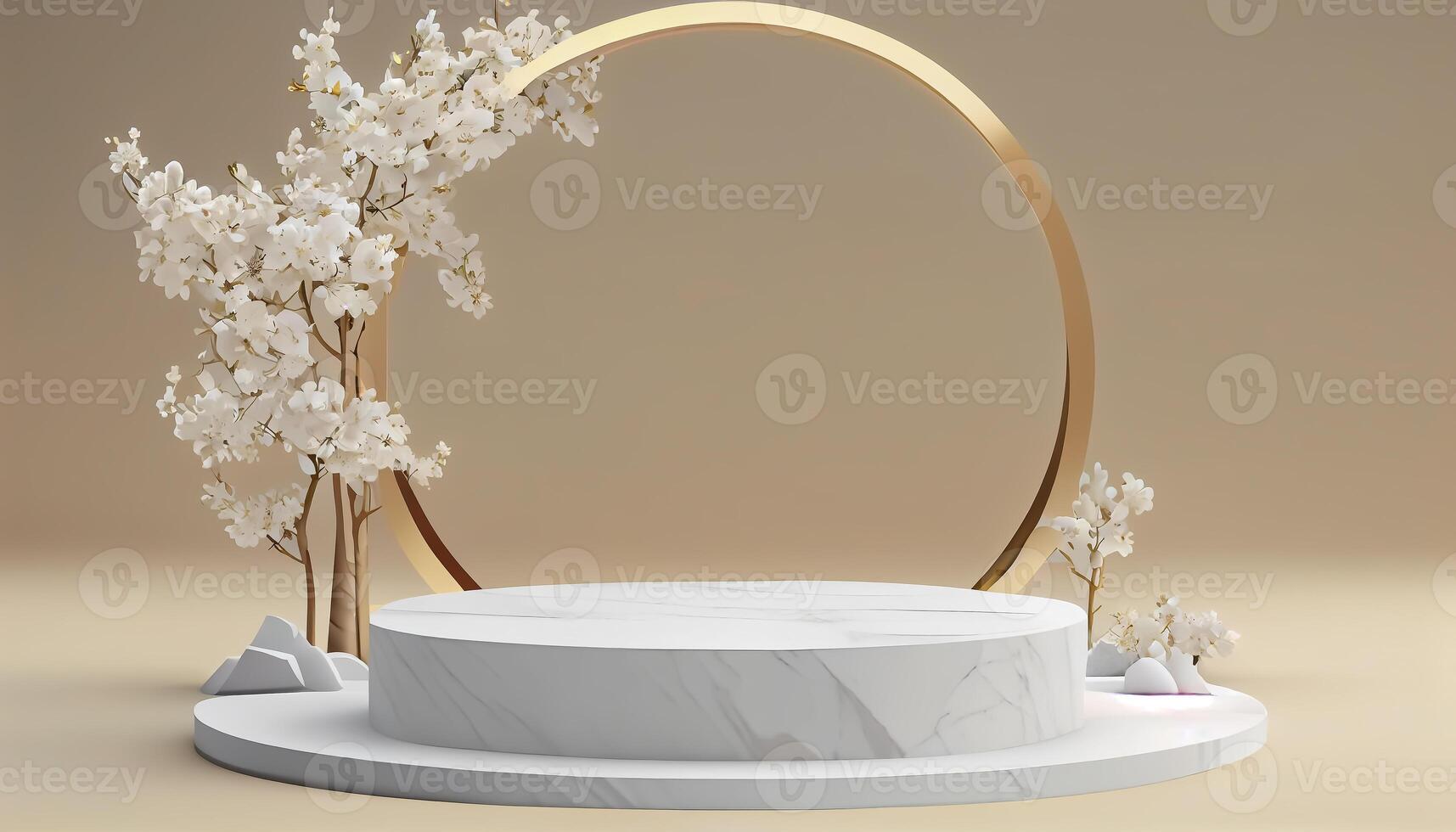 Abstract 3d podium for product presentation with geometric shapes, Empty round podium,Platforms for product presentation show new product background. photo