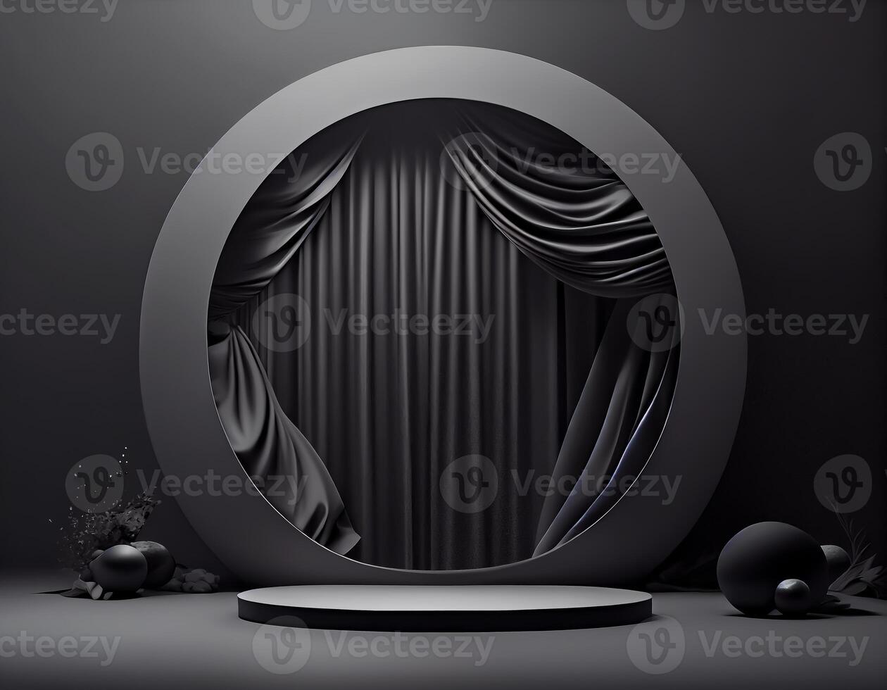 Abstract 3d podium for product presentation with geometric shapes, Empty round podium,Platforms for product presentation show new product background. photo