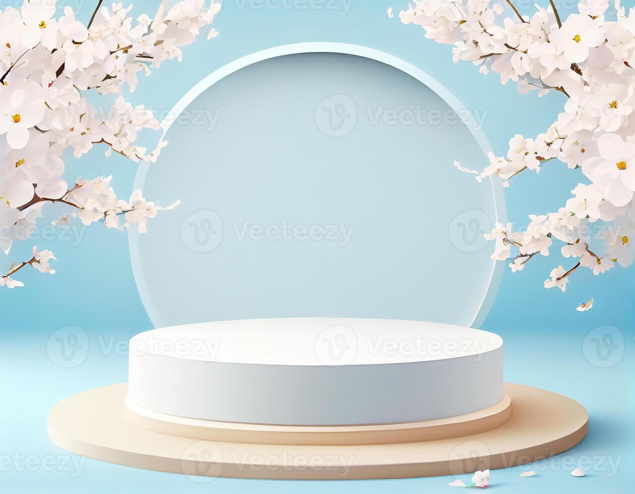 Abstract 3d podium for product presentation with geometric shapes, Empty round podium,Platforms for product presentation show new product background. photo