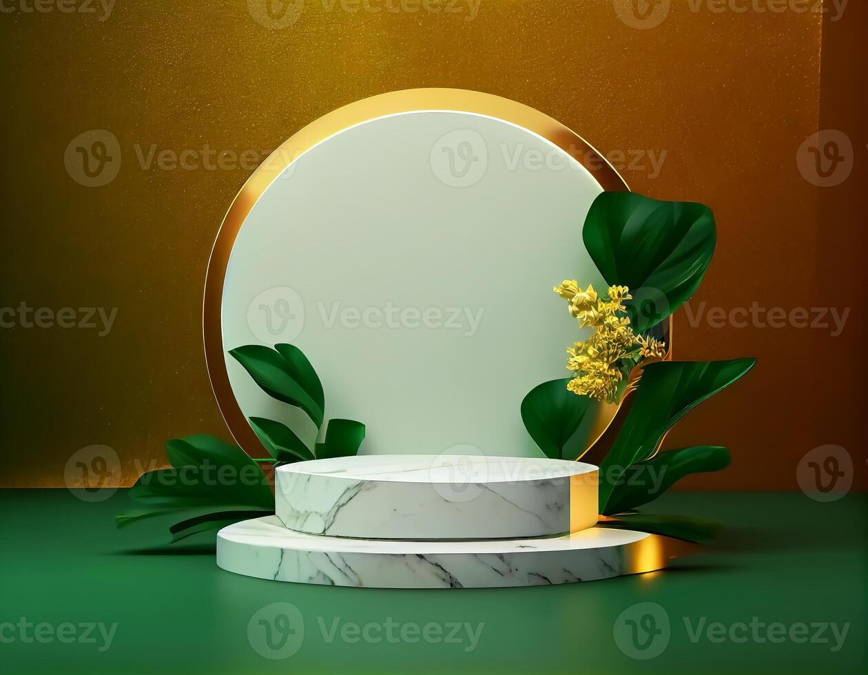 Abstract 3d podium for product presentation with geometric shapes, Empty round podium,Platforms for product presentation show new product background. photo
