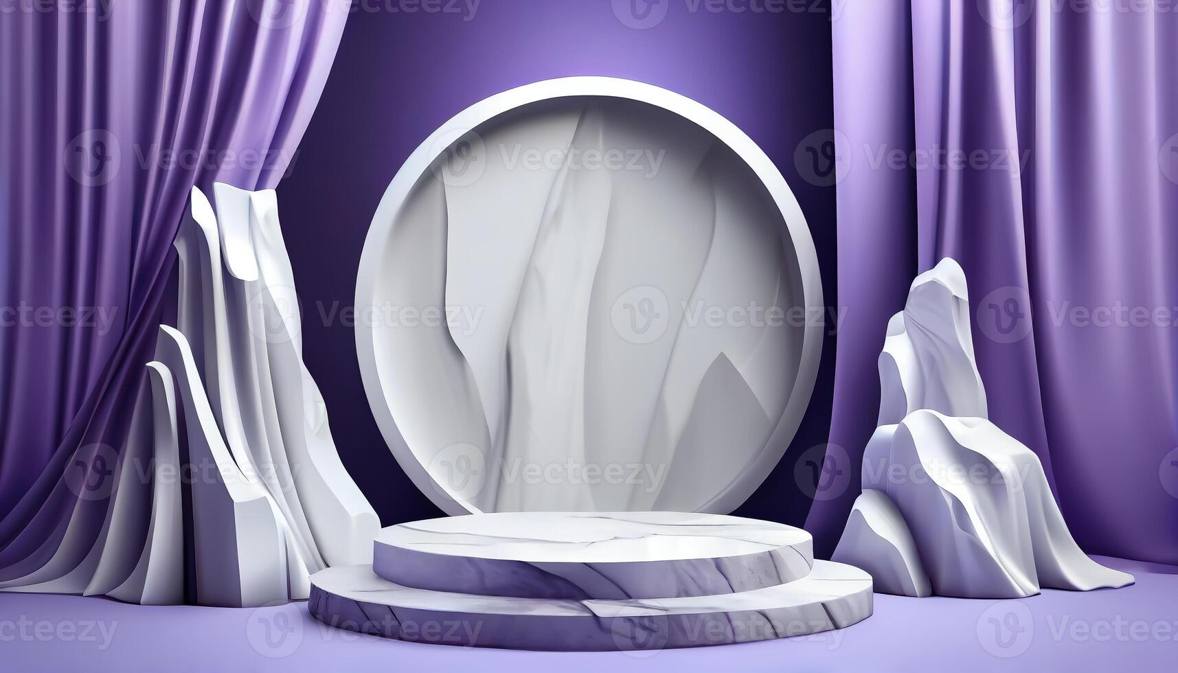Abstract 3d podium for product presentation with geometric shapes, Empty round podium,Platforms for product presentation show new product background. photo