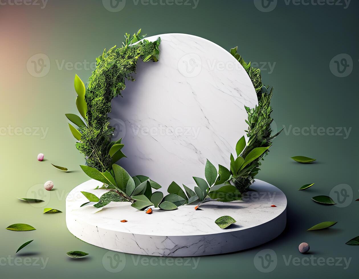 Abstract 3d podium for product presentation with geometric shapes, Empty round podium,Platforms for product presentation show new product background. photo