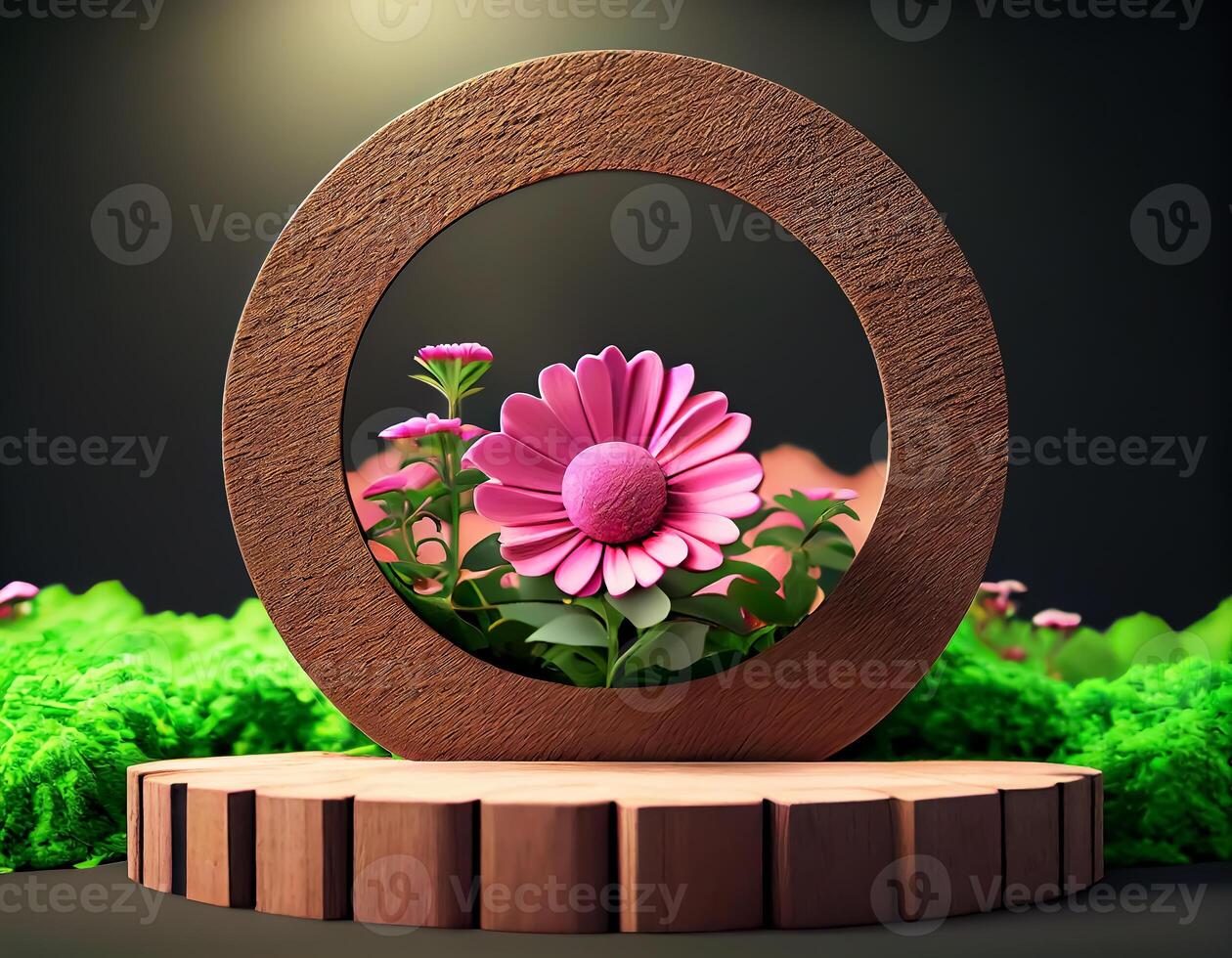 Abstract 3d podium for product presentation with geometric shapes, Empty round podium,Platforms for product presentation show new product background. photo