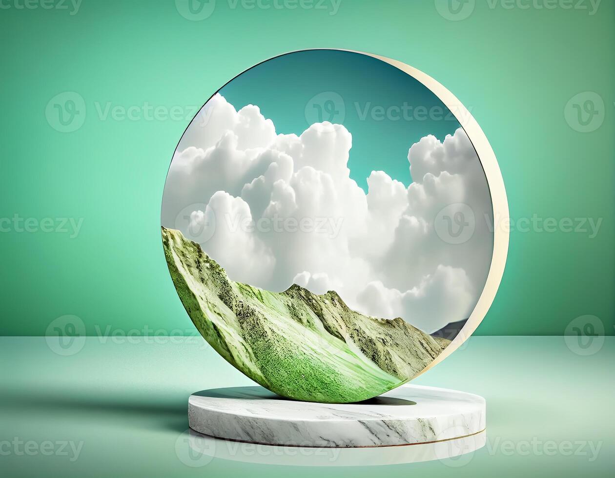 Abstract 3d podium for product presentation with geometric shapes, Empty round podium,Platforms for product presentation show new product background. photo