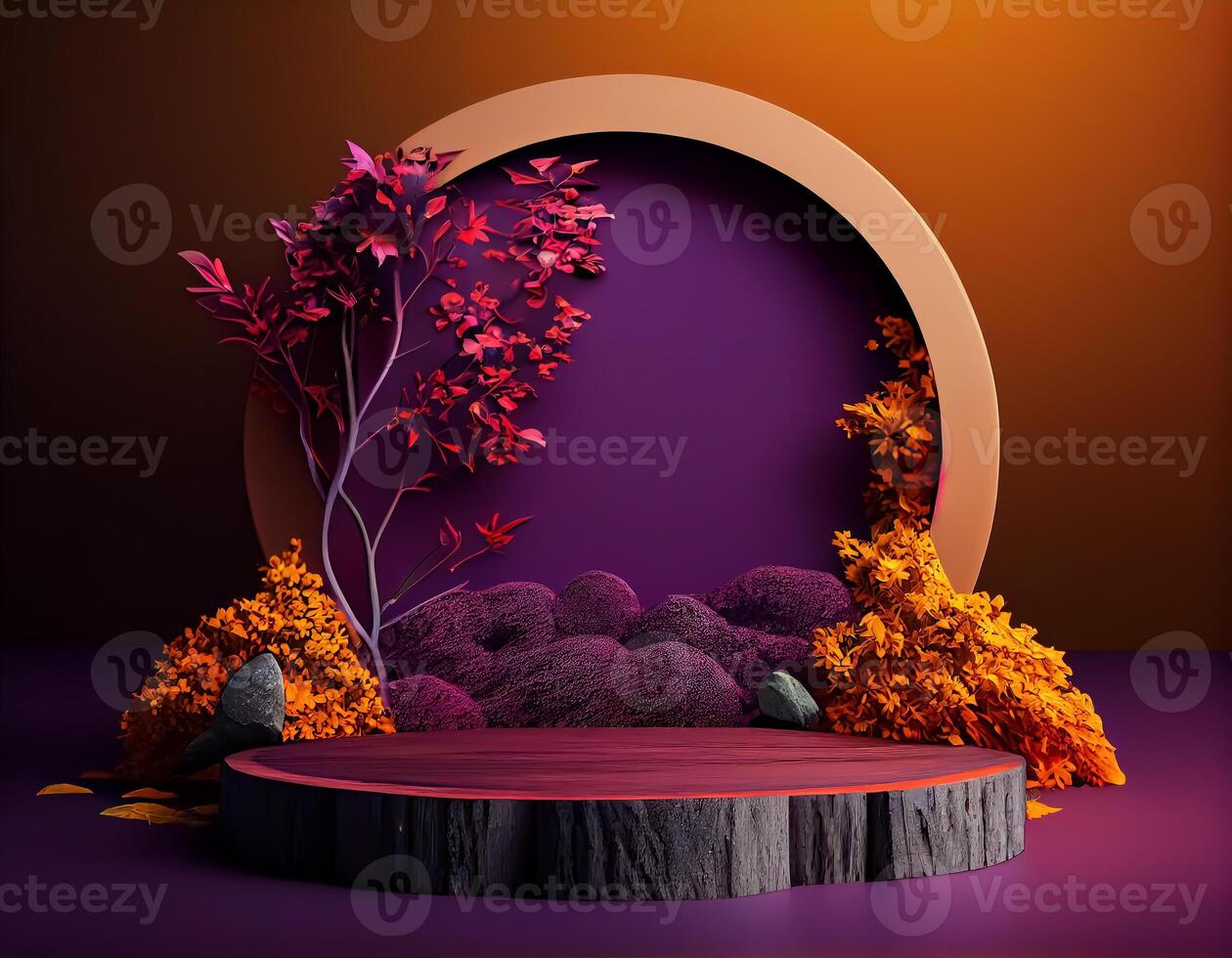 Abstract 3d podium for product presentation with geometric shapes, Empty round podium,Platforms for product presentation show new product background. photo