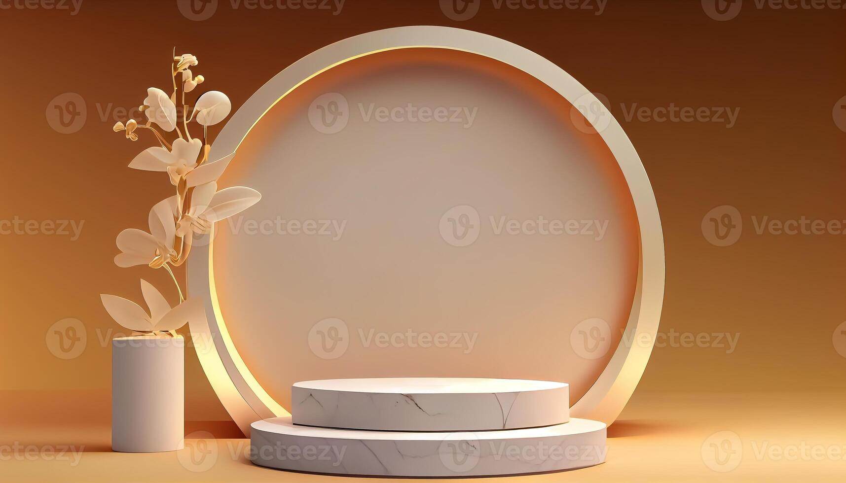 Abstract 3d podium for product presentation with geometric shapes, Empty round podium,Platforms for product presentation show new product background. photo