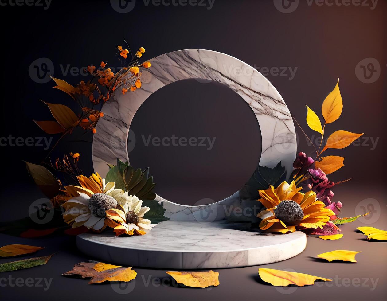 Abstract 3d podium for product presentation with geometric shapes, Empty round podium,Platforms for product presentation show new product background. photo