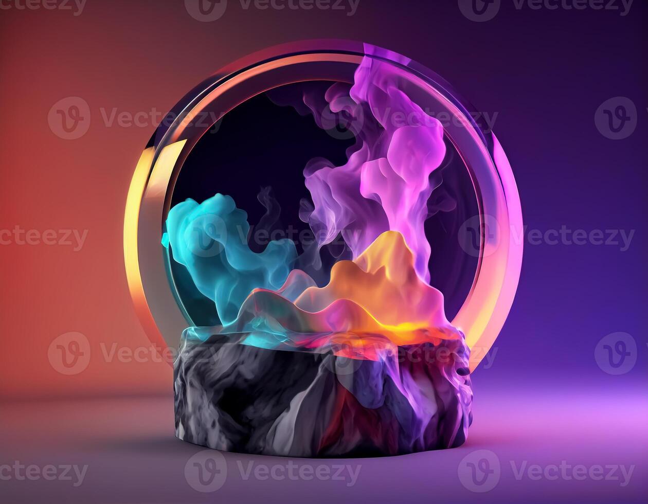 Abstract 3d podium for product presentation with geometric shapes, Empty round podium,Platforms for product presentation show new product background. photo
