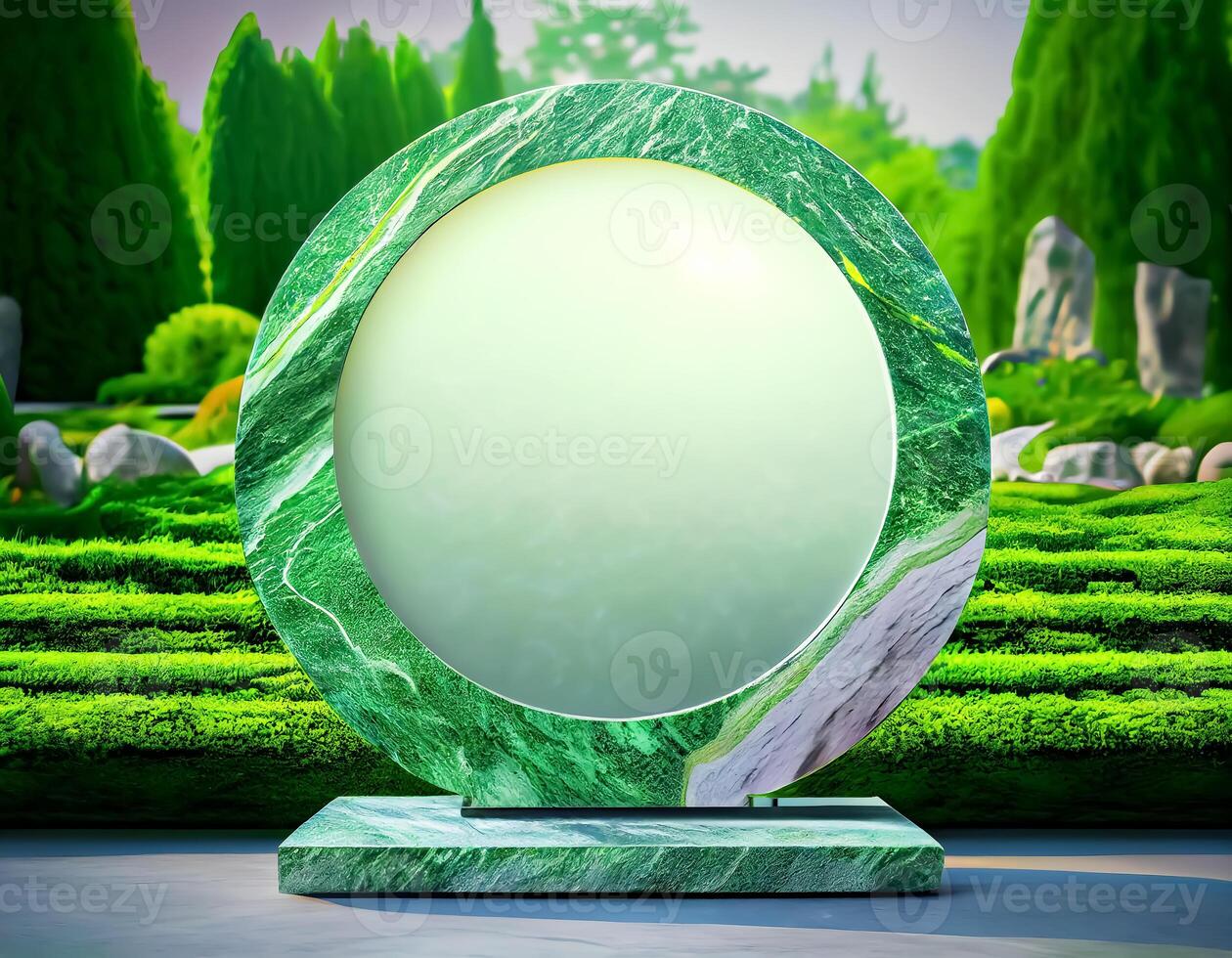 Abstract 3d podium for product presentation with geometric shapes, Empty round podium,Platforms for product presentation show new product background. photo