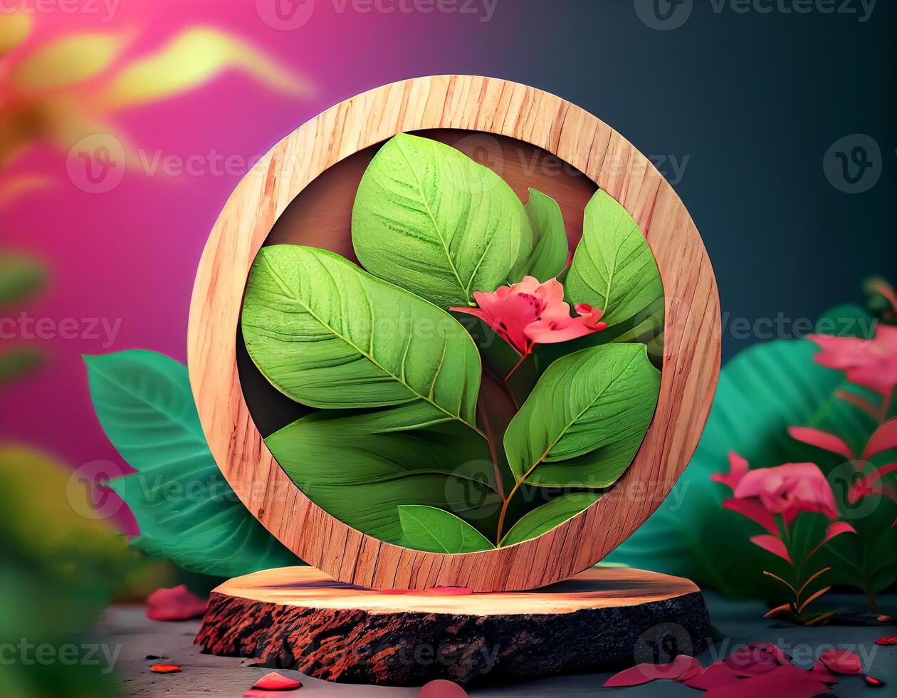 Abstract 3d podium for product presentation with geometric shapes, Empty round podium,Platforms for product presentation show new product background. photo