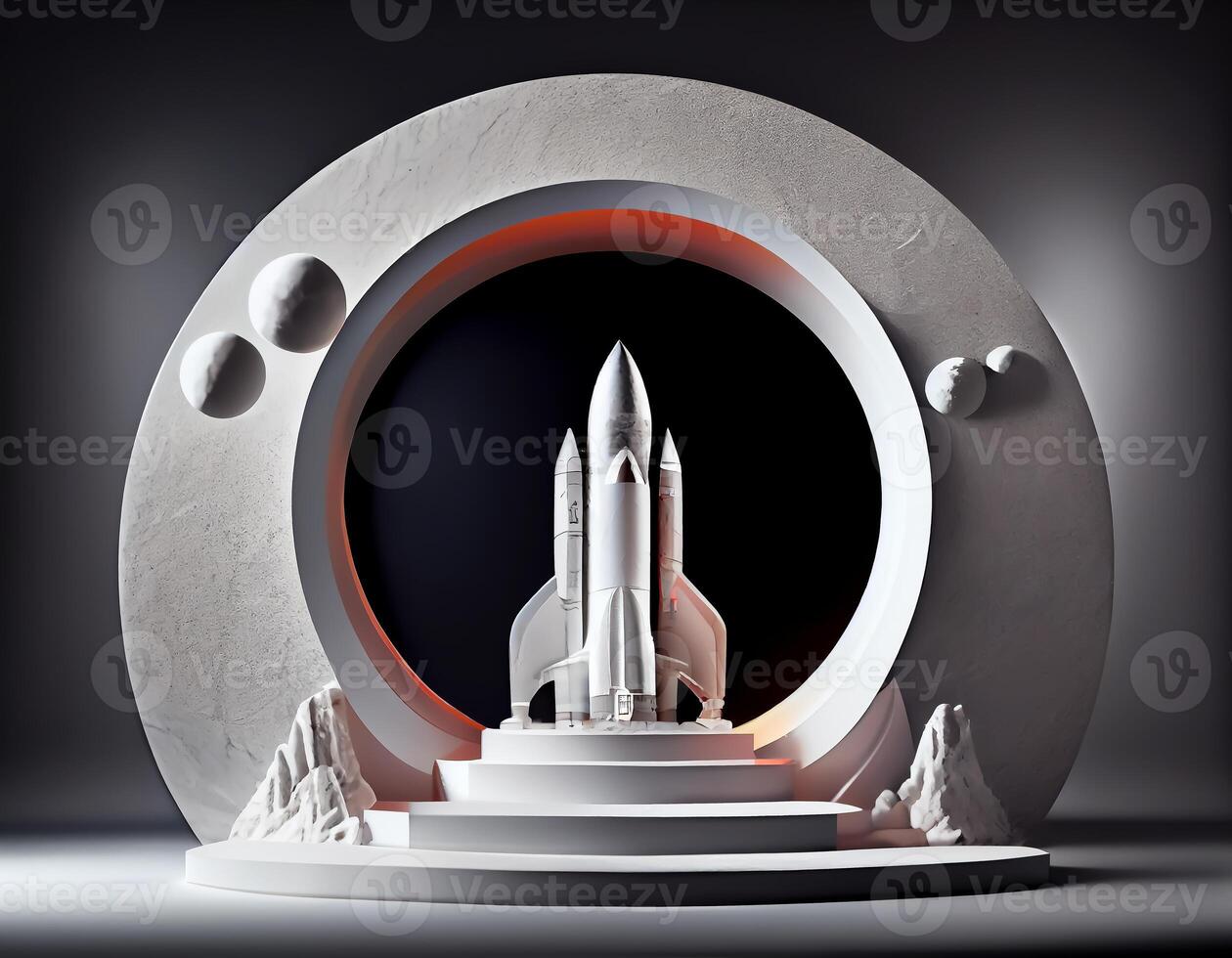 Abstract 3d podium for product presentation with geometric shapes, Empty round podium,Platforms for product presentation show new product background. photo
