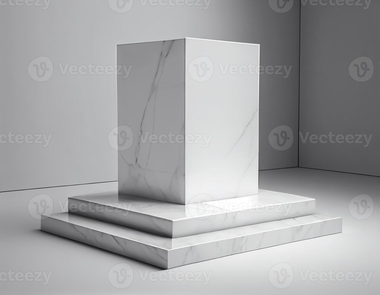 Abstract 3d podium for product presentation with geometric shapes, Empty round podium,Platforms for product presentation with shadows and light background. photo