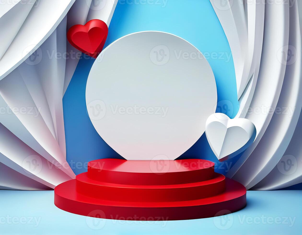 Abstract 3d podium for product presentation with geometric shapes, Empty round podium,Platforms for product presentation show new product background. photo