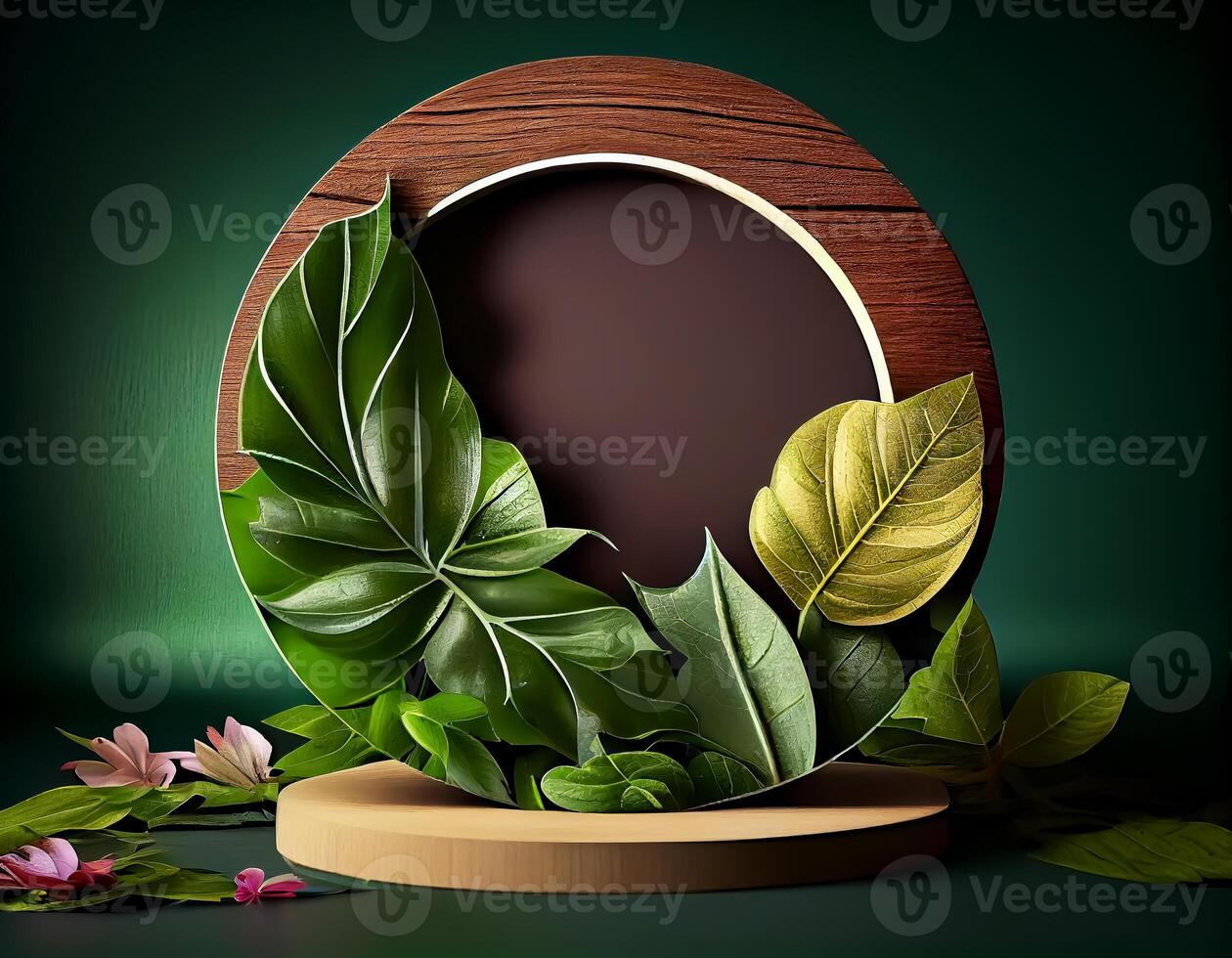 Abstract 3d podium for product presentation with geometric shapes, Empty round podium,Platforms for product presentation show new product background. photo