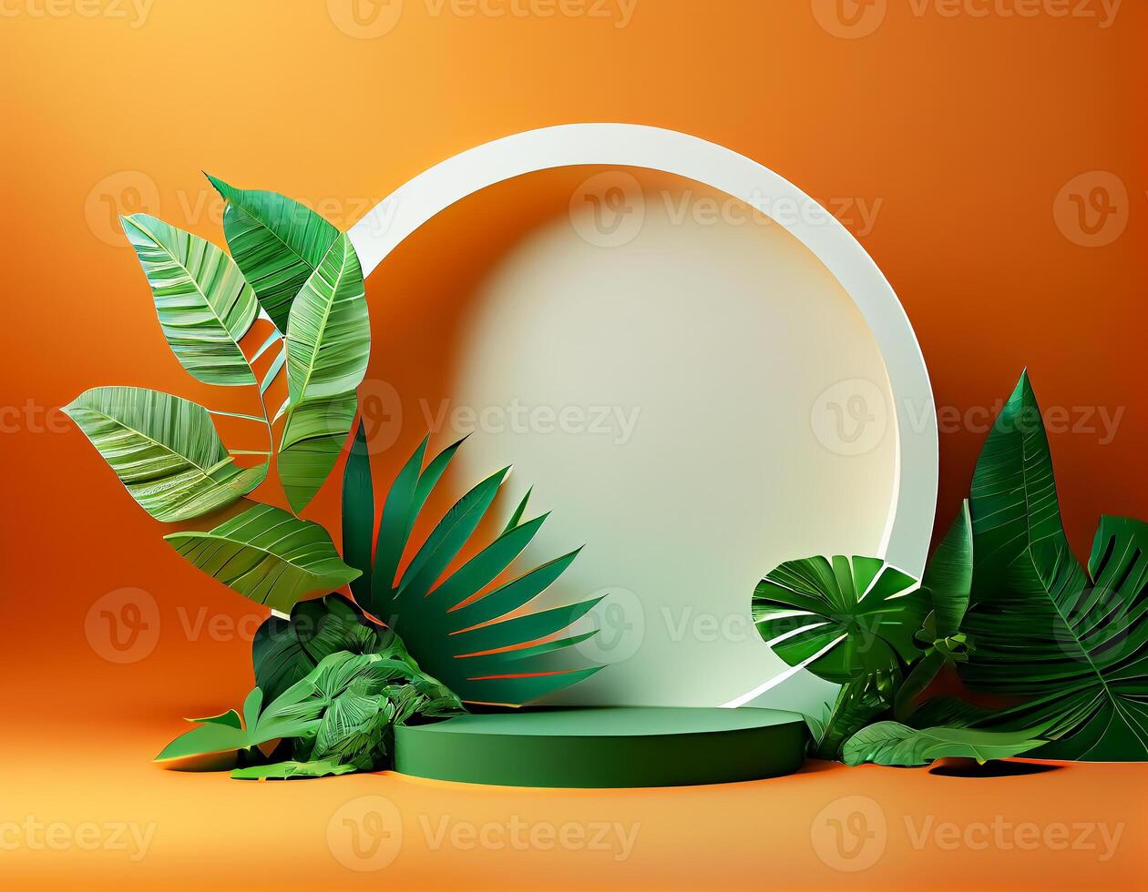 Abstract 3d podium for product presentation with geometric shapes, Empty round podium,Platforms for product presentation show new product background. photo