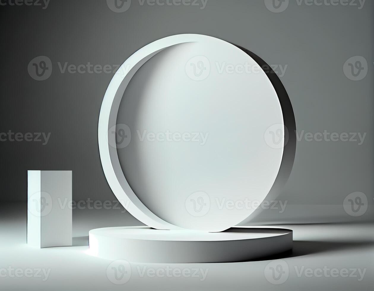Abstract 3d podium for product presentation with geometric shapes, Empty round podium,Platforms for product presentation show new product background. photo