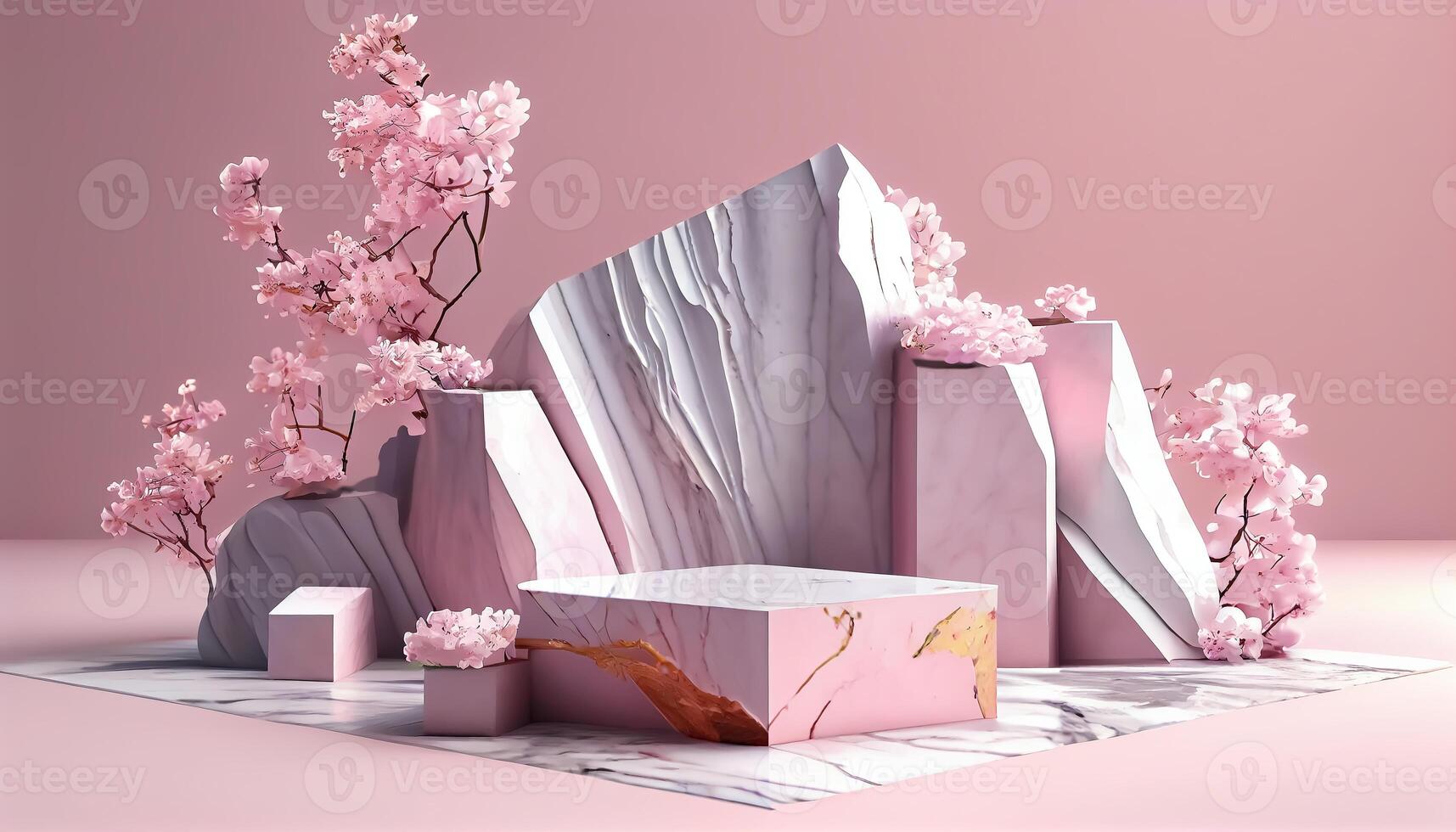Abstract 3d podium for product presentation with geometric shapes, Empty round podium,Platforms for product presentation show new product background. photo