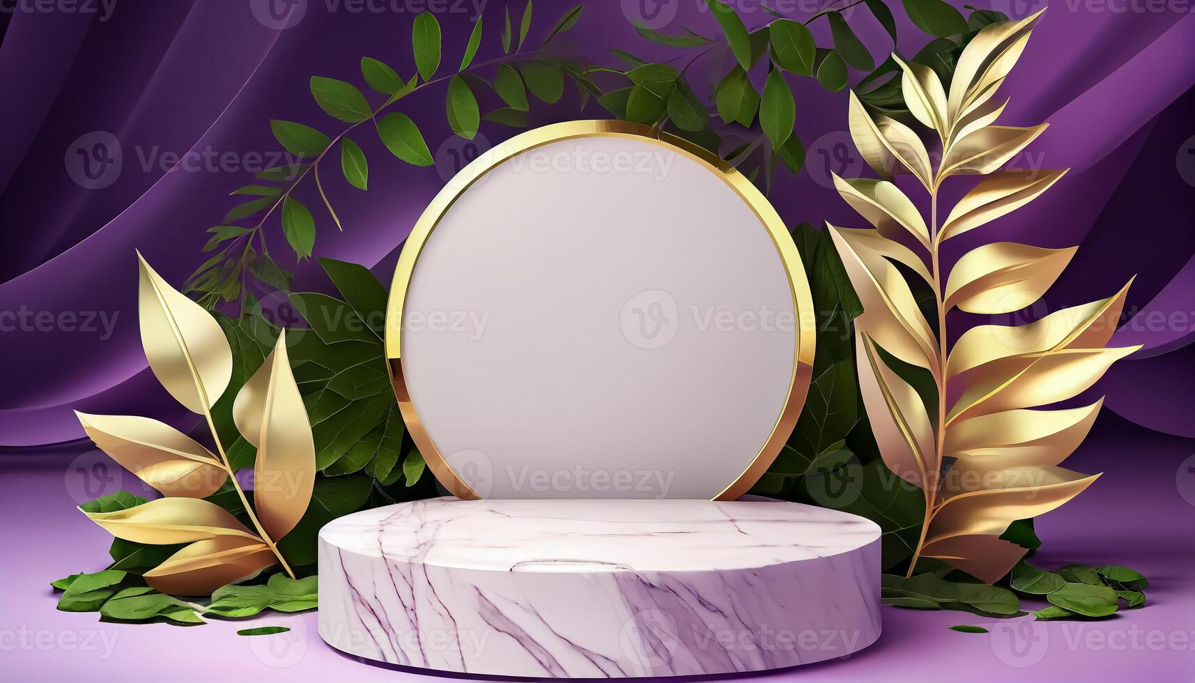 Abstract 3d podium for product presentation with geometric shapes, Empty round podium,Platforms for product presentation show new product background. photo