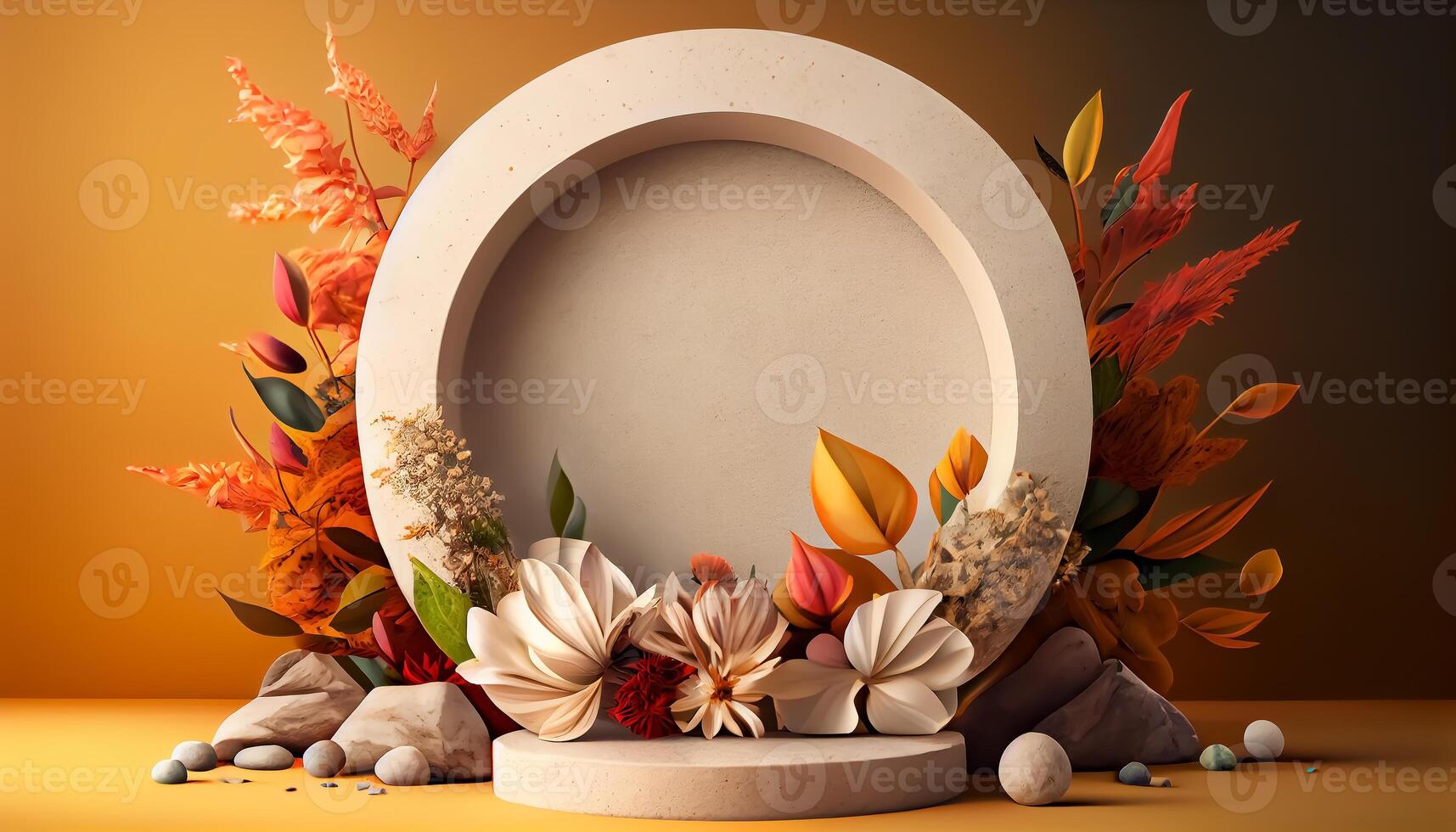 Abstract 3d podium for product presentation with geometric shapes, Empty round podium,Platforms for product presentation show new product background. photo