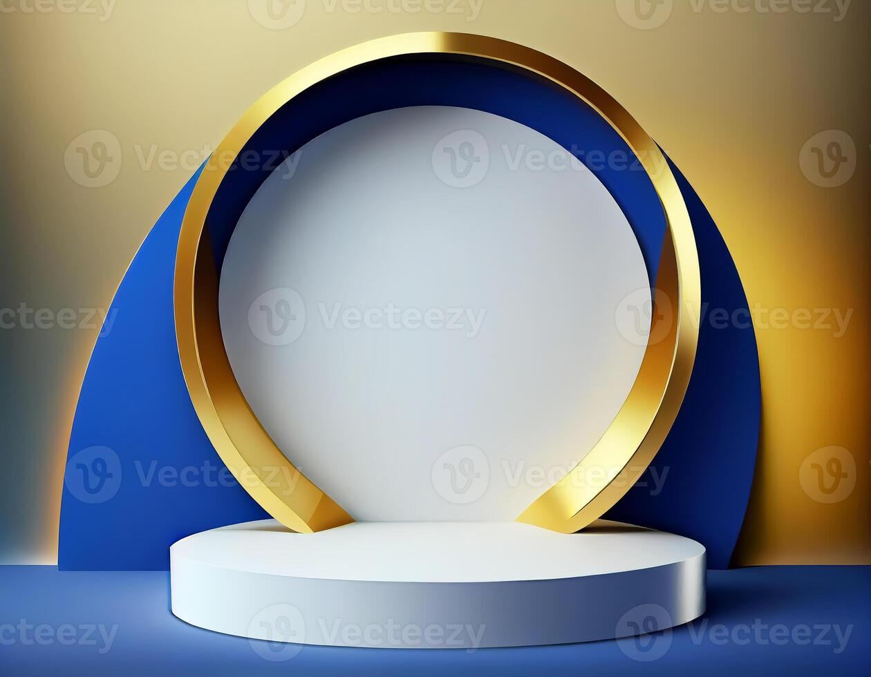 Abstract 3d podium for product presentation with geometric shapes, Empty round podium,Platforms for product presentation show new product background. photo