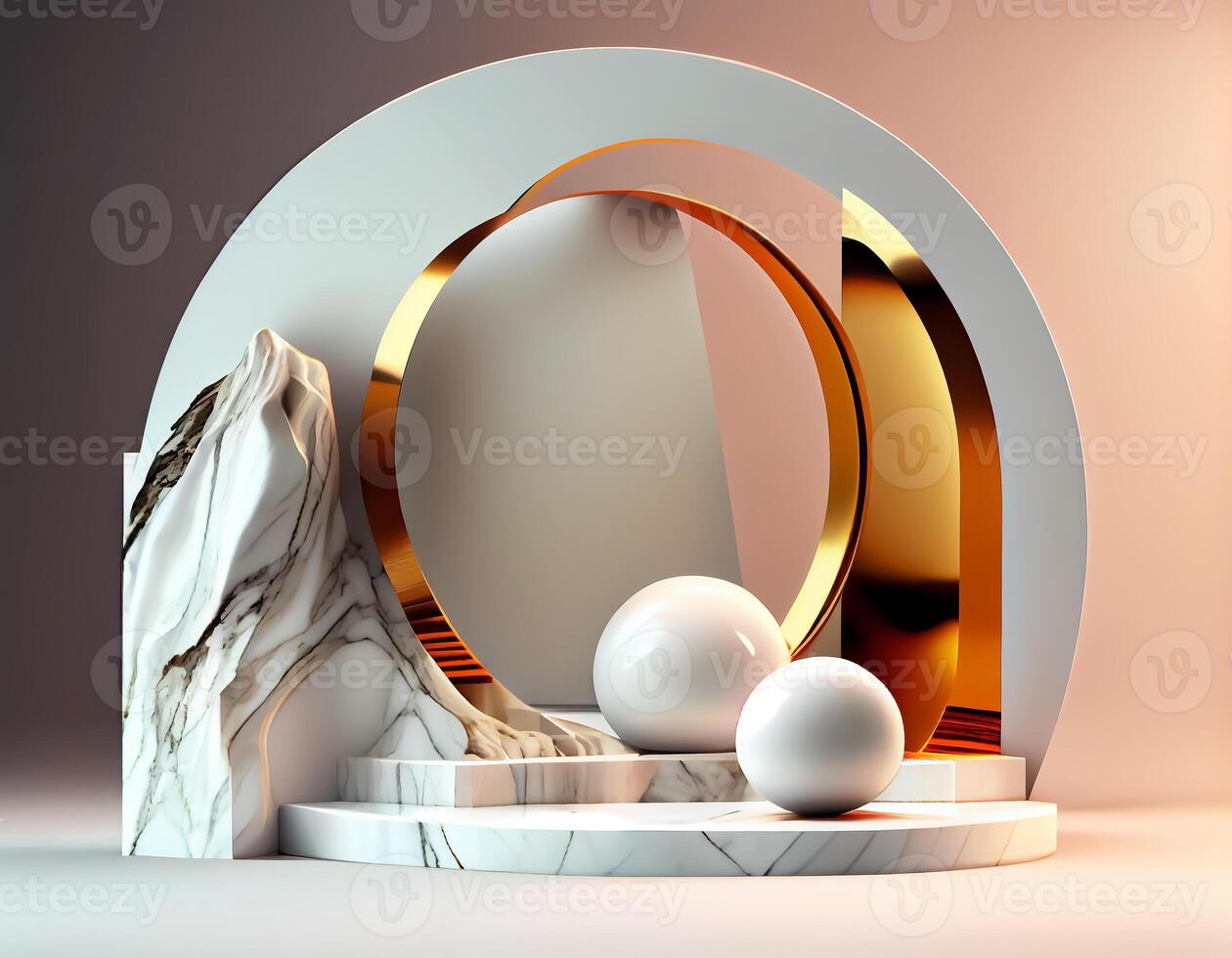 Abstract 3d podium for product presentation with geometric shapes, Empty round podium,Platforms for product presentation show new product background. photo