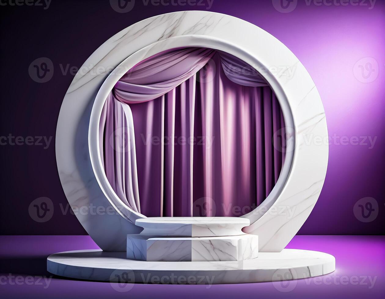 Abstract 3d podium for product presentation with geometric shapes, Empty round podium,Platforms for product presentation show new product background. photo
