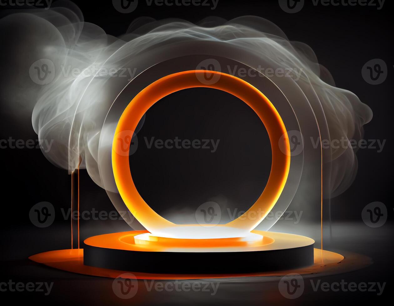 Abstract 3d podium for product presentation with geometric shapes, Empty round podium,Platforms for product presentation show new product background. photo