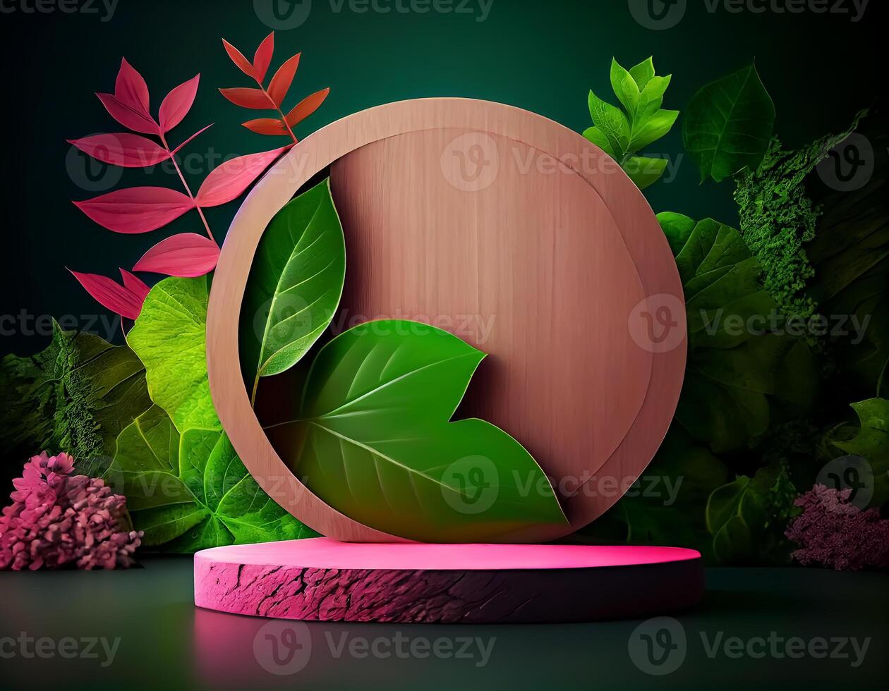 Abstract 3d podium for product presentation with geometric shapes, Empty round podium,Platforms for product presentation show new product background. photo