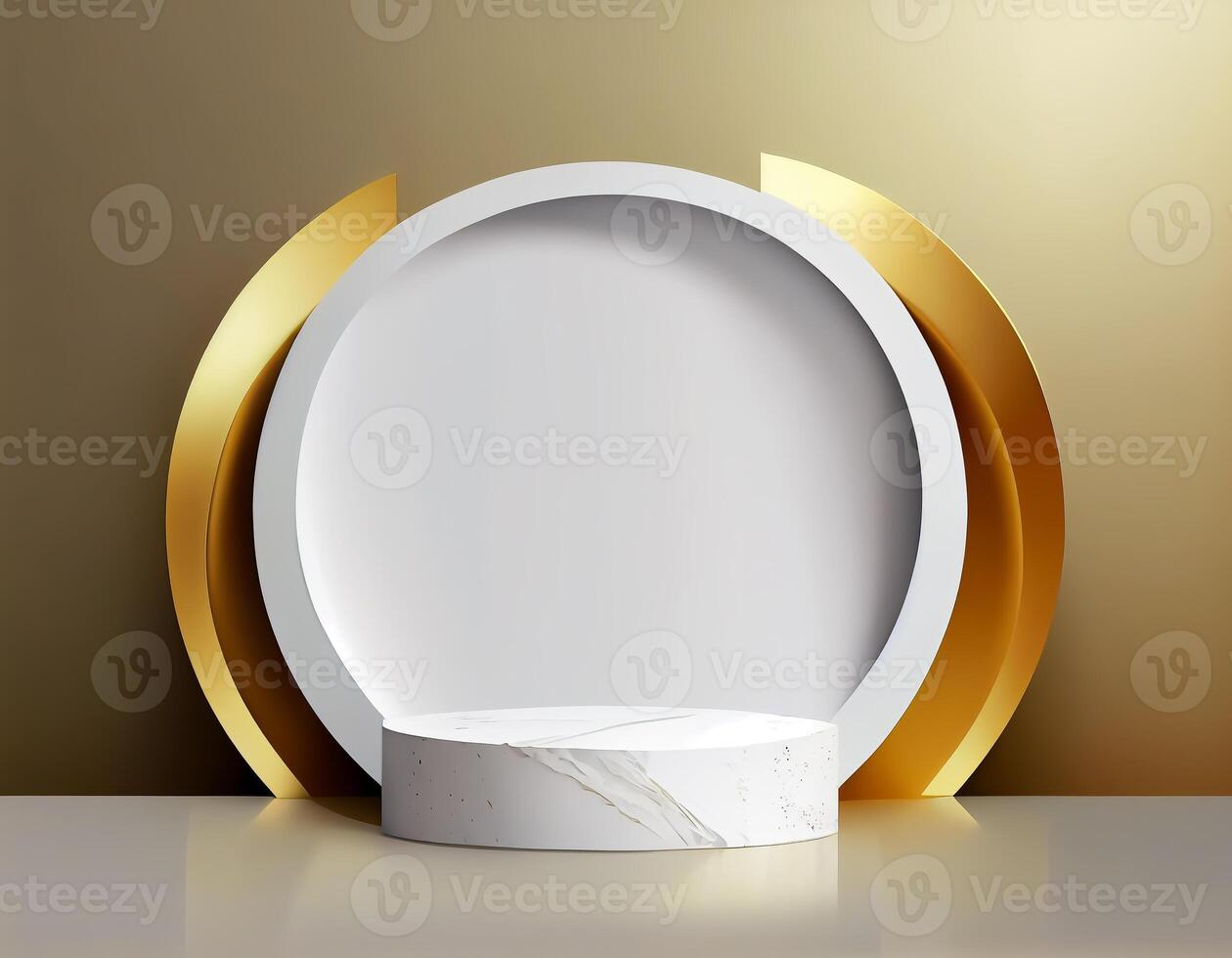 Abstract 3d podium for product presentation with geometric shapes, Empty round podium,Platforms for product presentation show new product background. photo