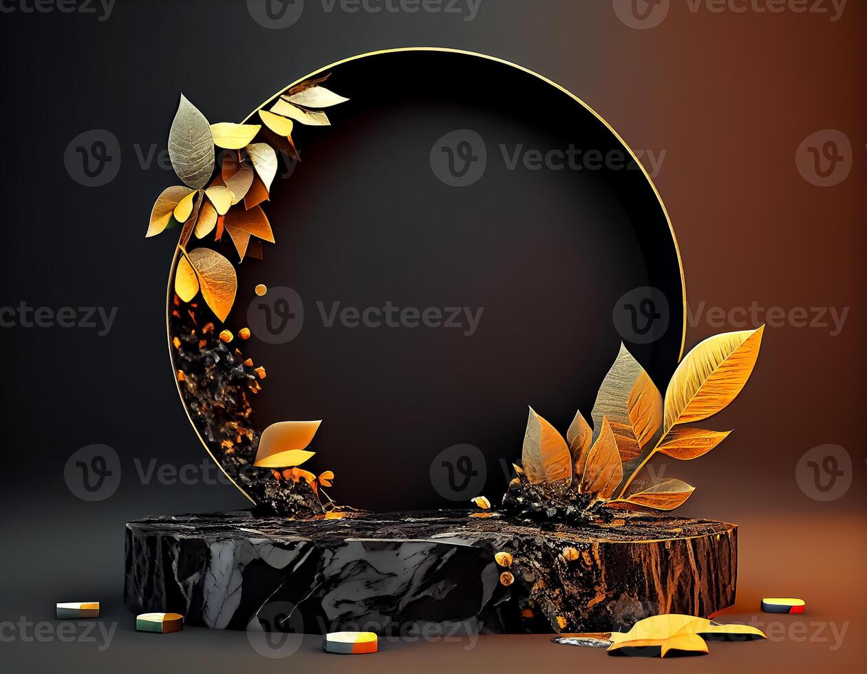 Abstract 3d podium for product presentation with geometric shapes, Empty round podium,Platforms for product presentation with shadows and light background. photo