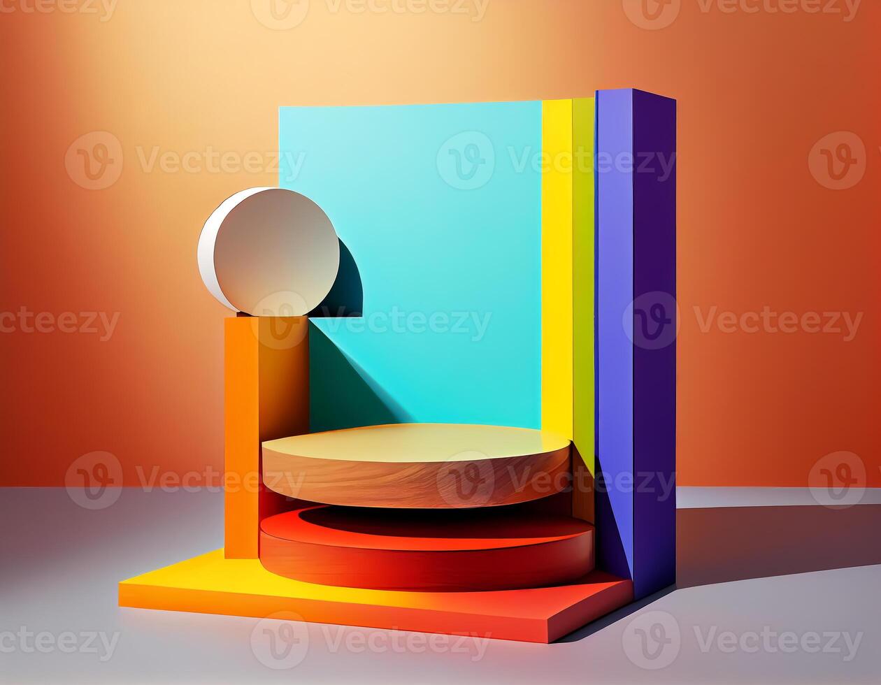 Abstract 3d podium for product presentation with geometric shapes, Empty round podium,Platforms for product presentation show new product background. photo