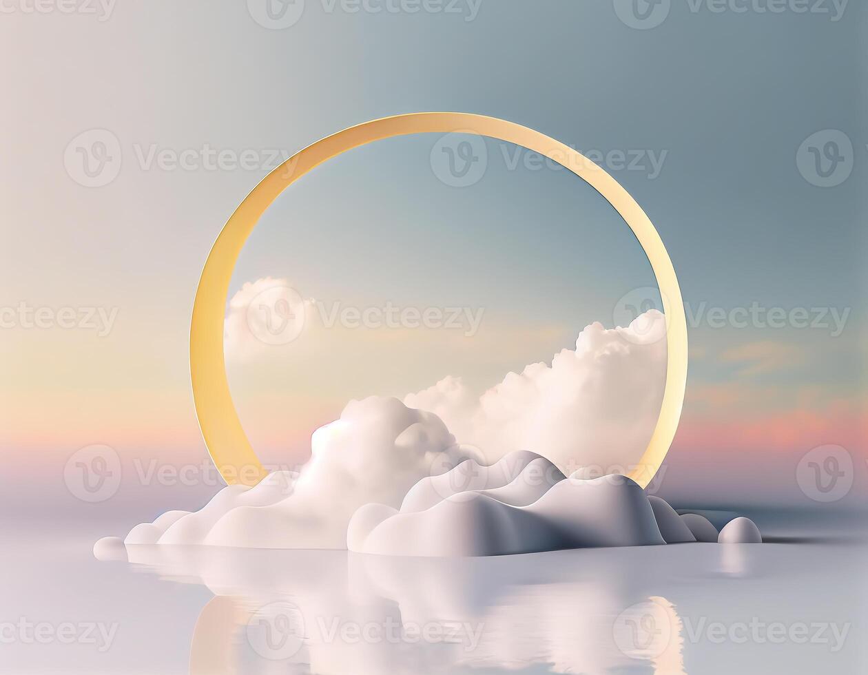 Abstract 3d podium for product presentation with geometric shapes, Empty round podium,Platforms for product presentation show new product background. photo