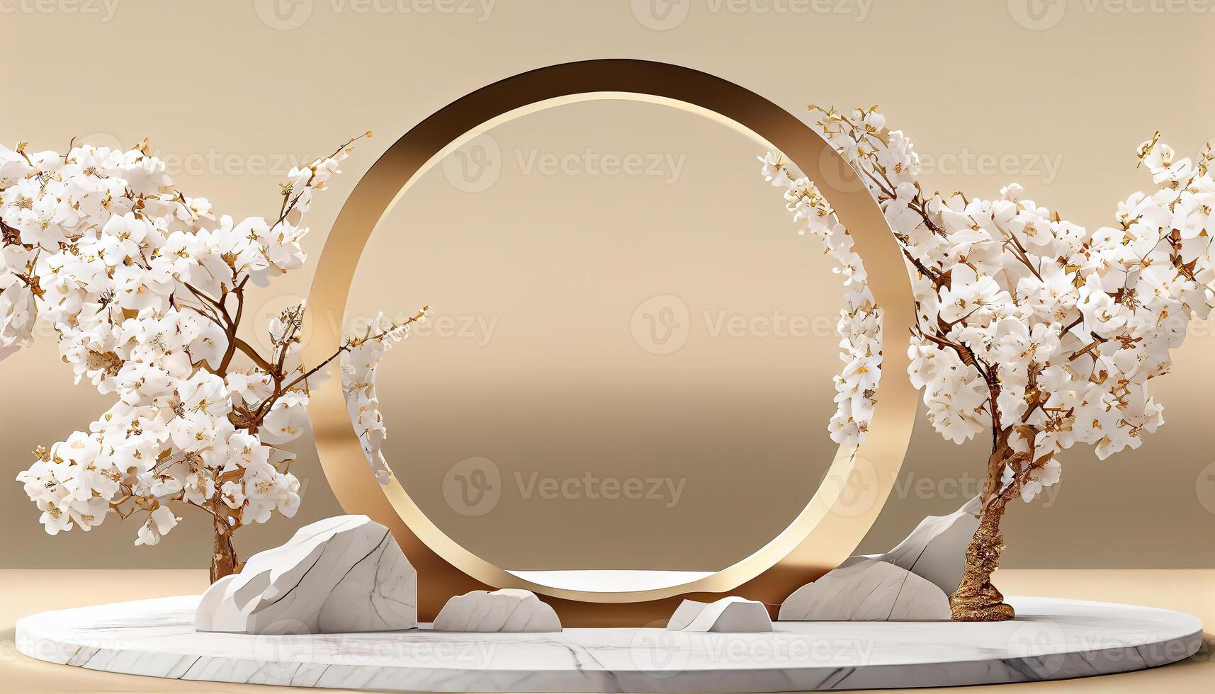 Abstract 3d podium for product presentation with geometric shapes, Empty round podium,Platforms for product presentation show new product background. photo