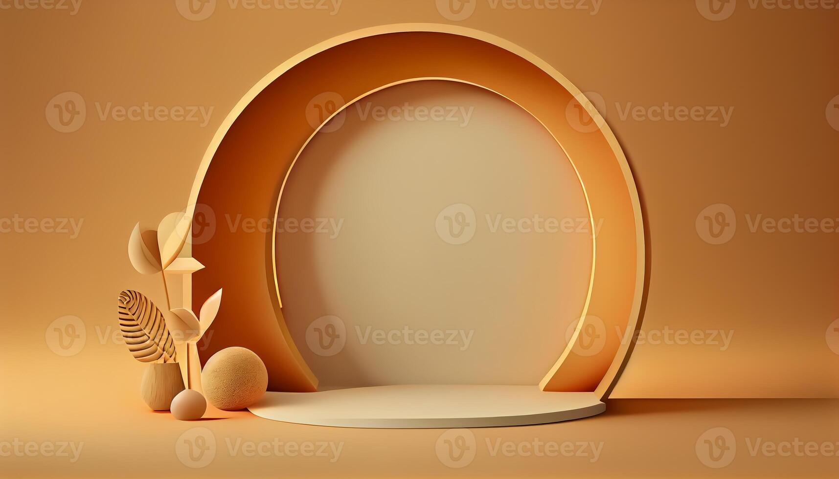 Abstract 3d podium for product presentation with geometric shapes, Empty round podium,Platforms for product presentation show new product background. photo