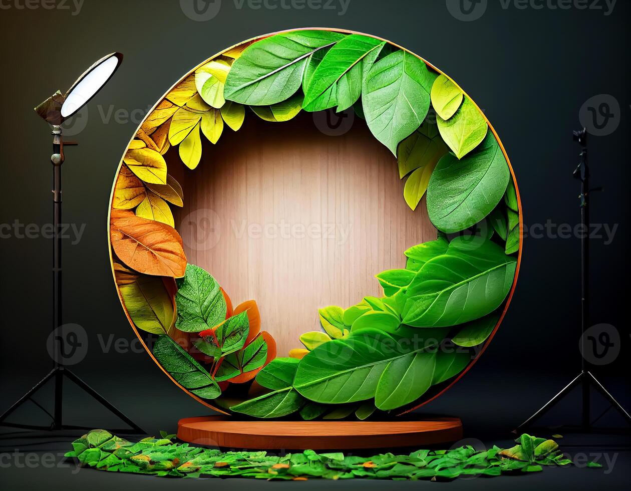 Abstract 3d podium for product presentation with geometric shapes, Empty round podium,Platforms for product presentation show new product background. photo