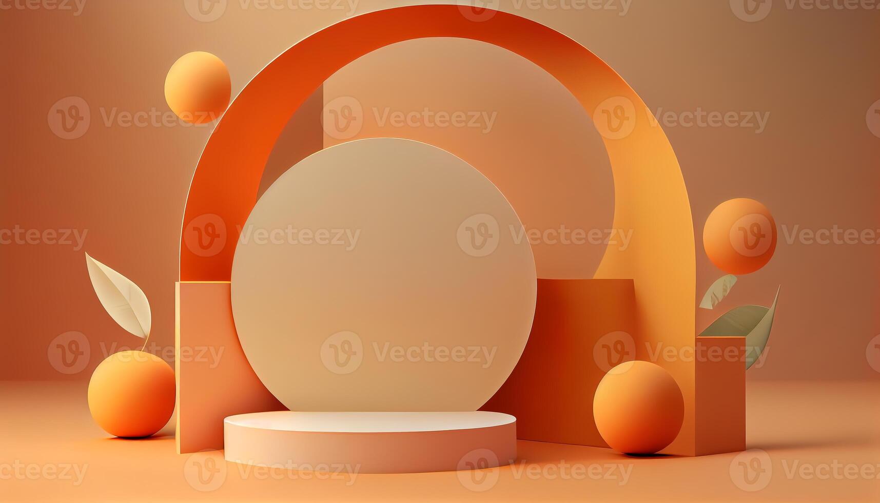 Abstract 3d podium for product presentation with geometric shapes, Empty round podium,Platforms for product presentation show new product background. photo
