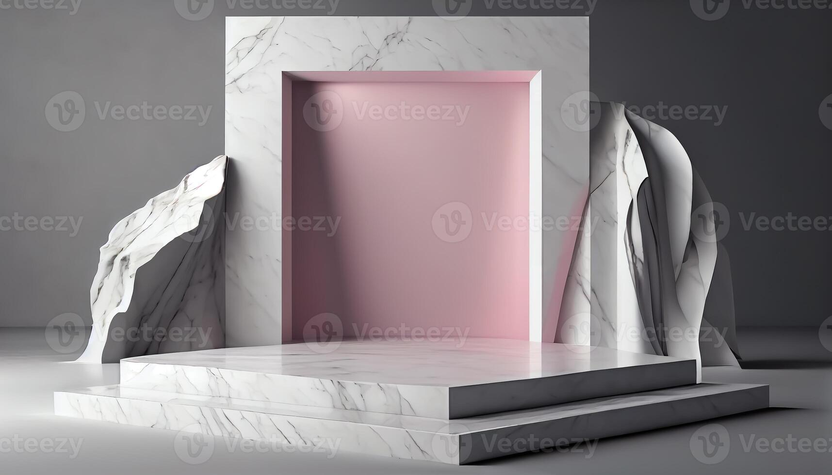 Abstract 3d podium for product presentation with geometric shapes, Empty round podium,Platforms for product presentation show new product background. photo
