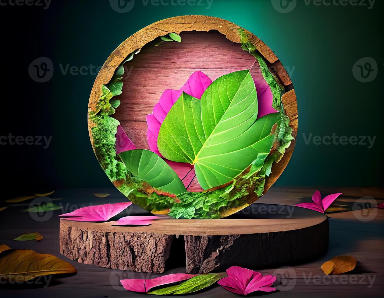 Abstract 3d podium for product presentation with geometric shapes, Empty round podium,Platforms for product presentation show new product background. photo